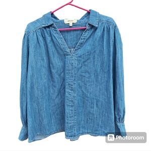 Porridge Adorina Anthropologie Chambray Denim Blouse - Size Large
